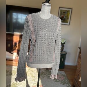 Zara Black Knit Cardigan with Black Lace Accents